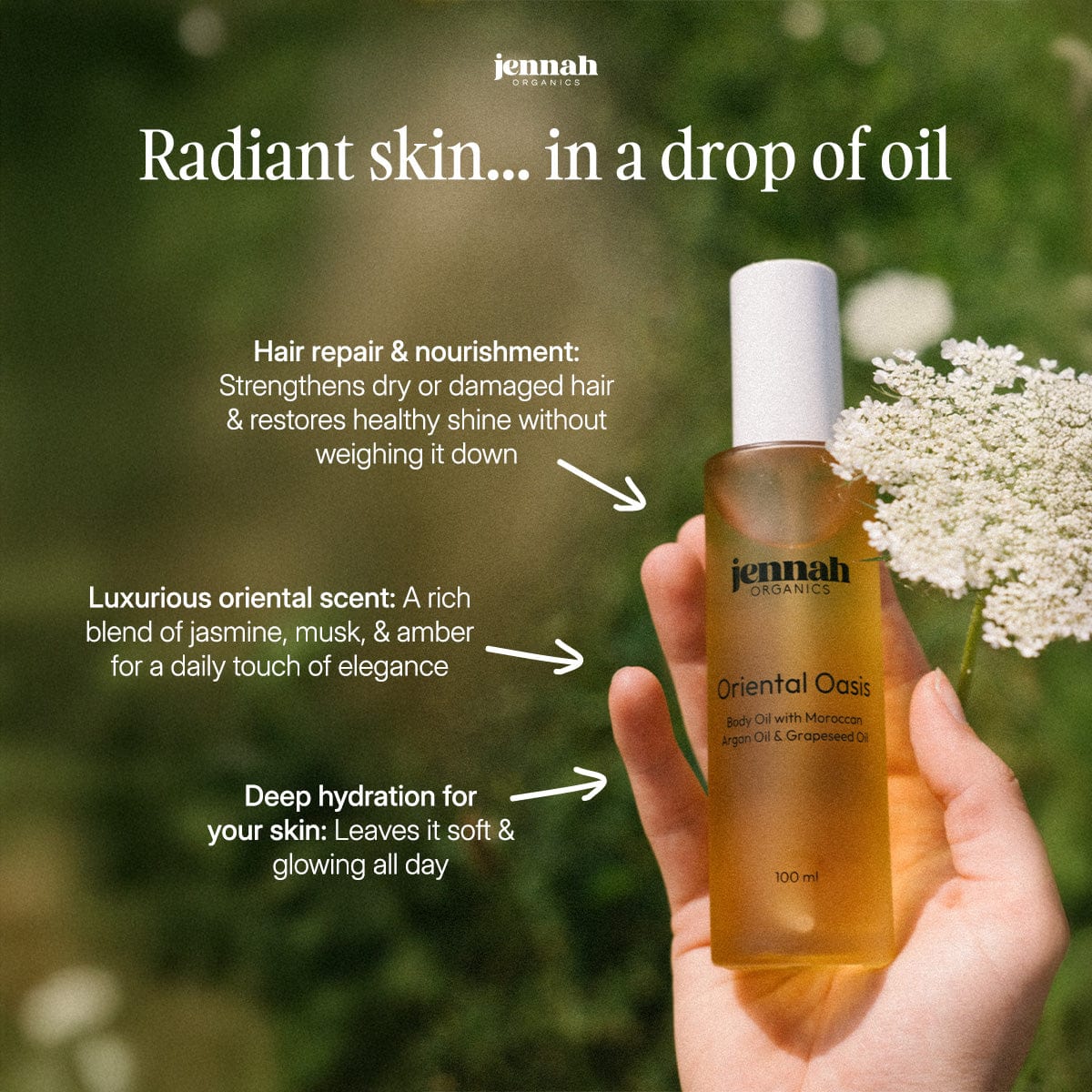 Oriental Oasis - Luxury Skin & Hair Oil with Argan Oil & Grape Seed Oil